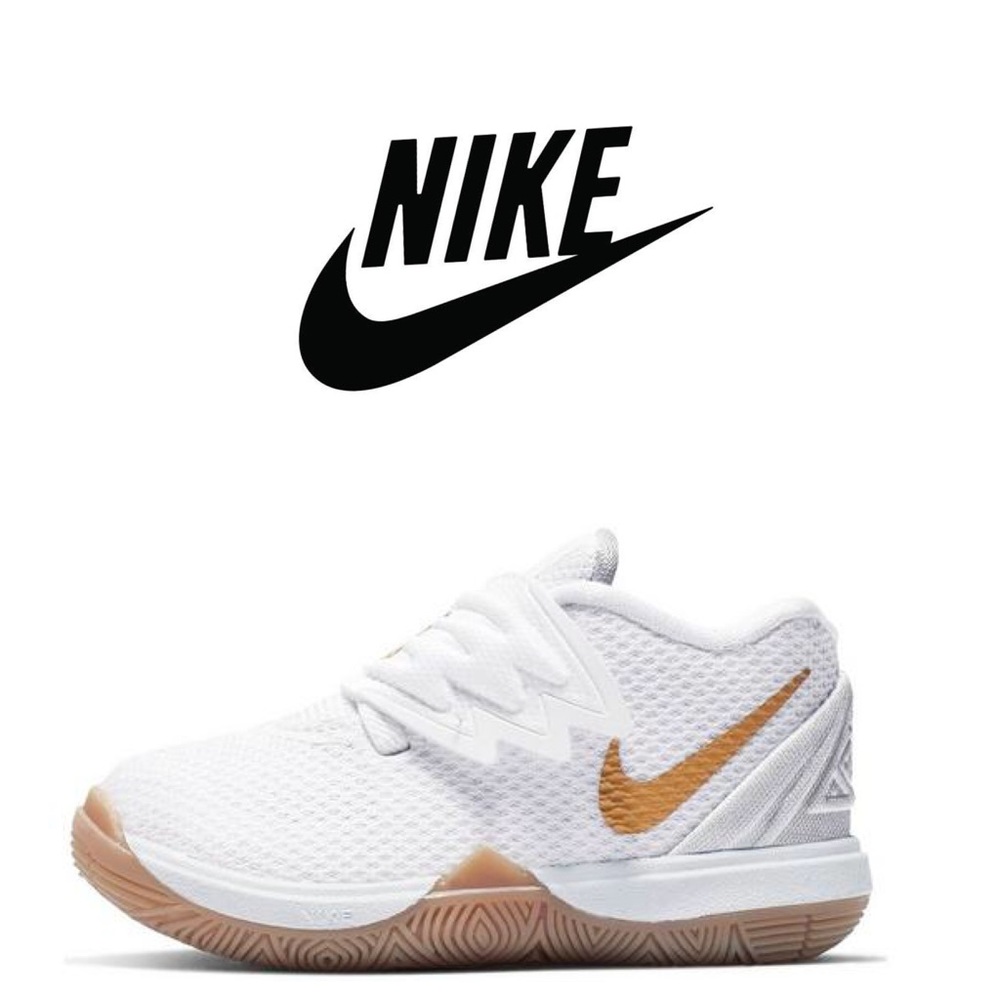 Nike Kyrie 5nWhite/Metallic Gold Basketball Shoe - Picture 1 of 6